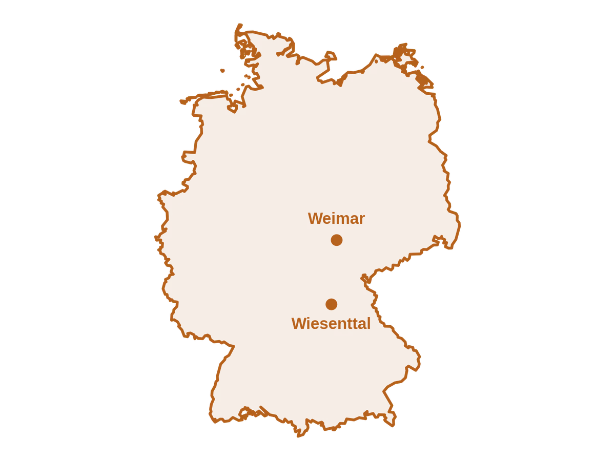 Standorte in Deutschland: Wiesenttal (Bayern) und Weimar (Thüringen)